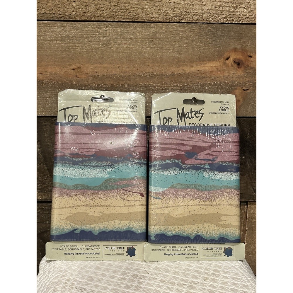 (2) Vintage Top Mates Decorative Border Prepasted Wall Paper Decor Flower